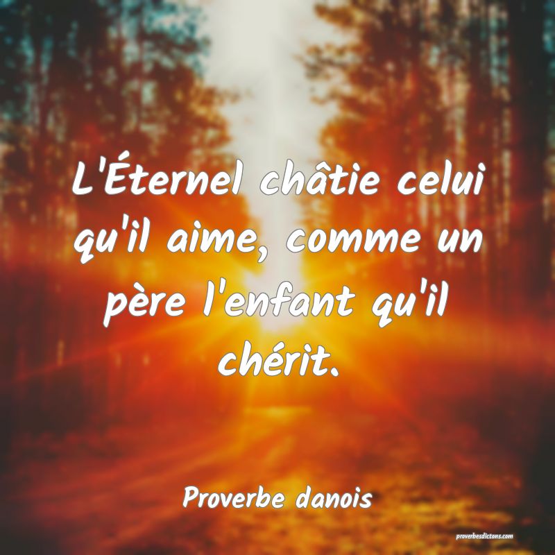L'Éternel châtie celui qu'il aime, comme un père l'enfant qu'il chérit.