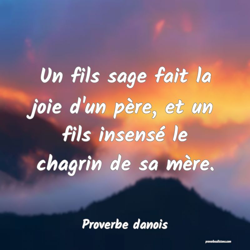 Un fils sage fait la joie d'un père, et un fils insensé le chagrin de sa mère.