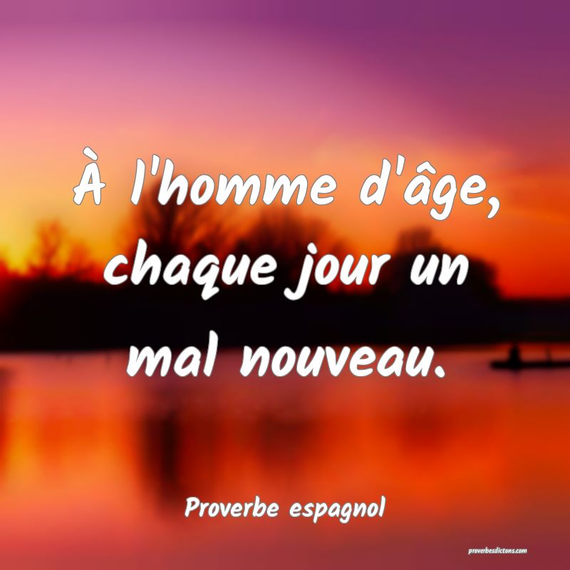 À l'homme d'âge, chaque jour un mal nouveau.
