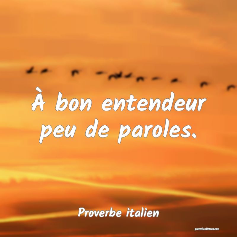 À bon entendeur peu de paroles.