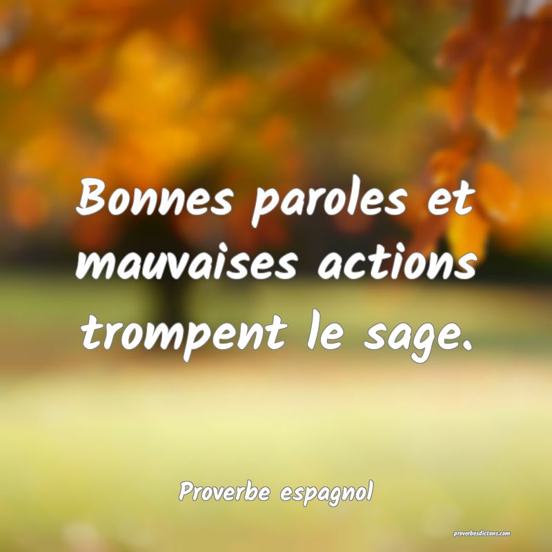 Bonnes paroles et mauvaises actions trompent le sage.