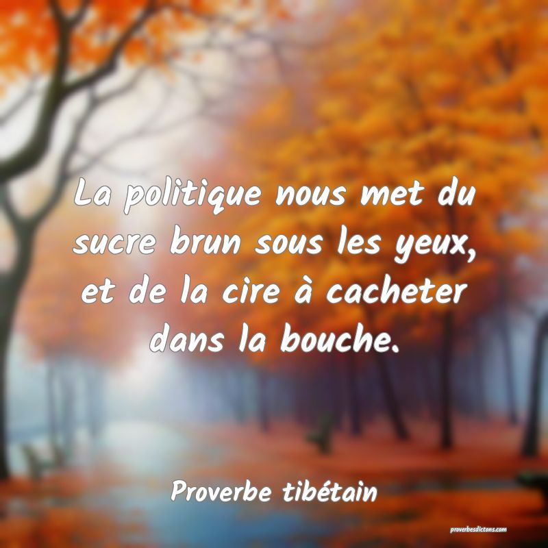 La politique nous met du sucre brun sous les yeux, et de la cire à cacheter dans la bouche.