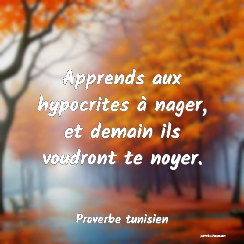 Apprends aux hypocrites à nager, et demain ils voudront te noyer.