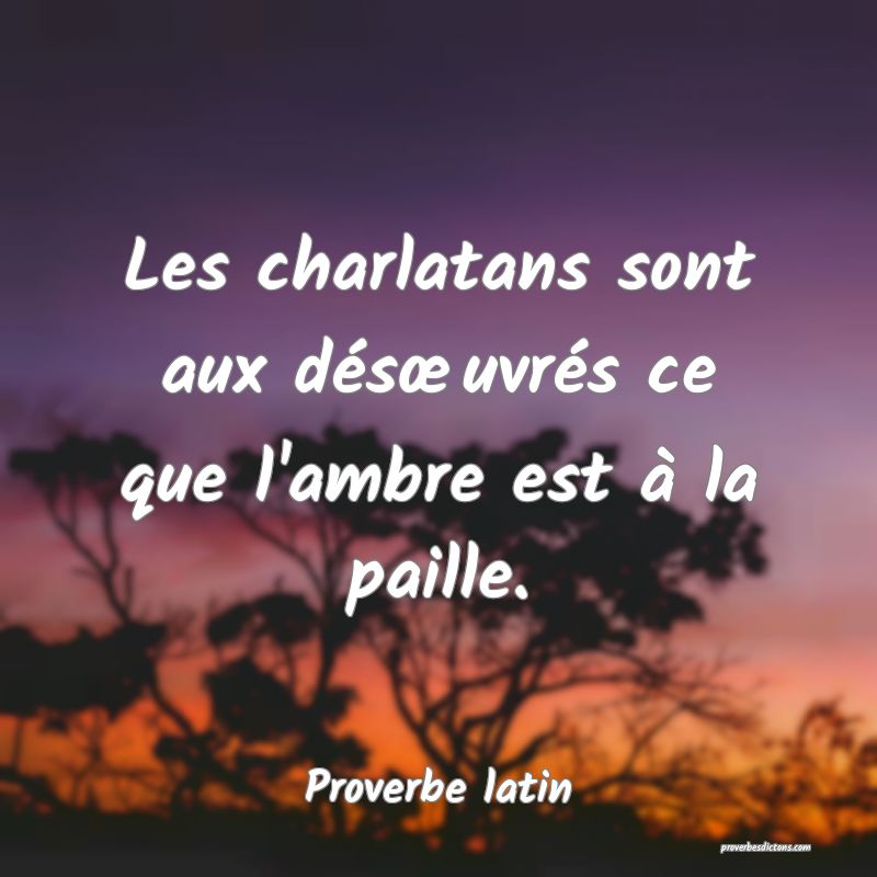 Les charlatans sont aux désœuvrés ce que l'ambre est à la paille.