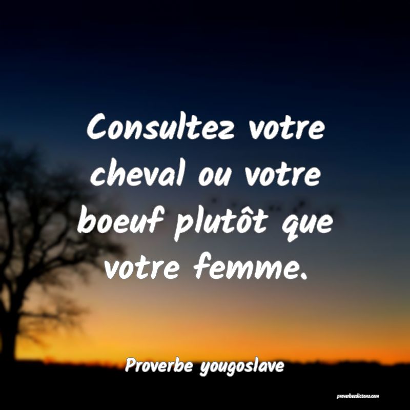 Consultez votre cheval ou votre boeuf plutôt que votre femme.