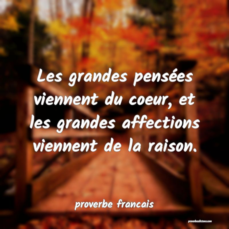  Les grandes pensées viennent du coeur, et les grandes affections viennent de la raison.