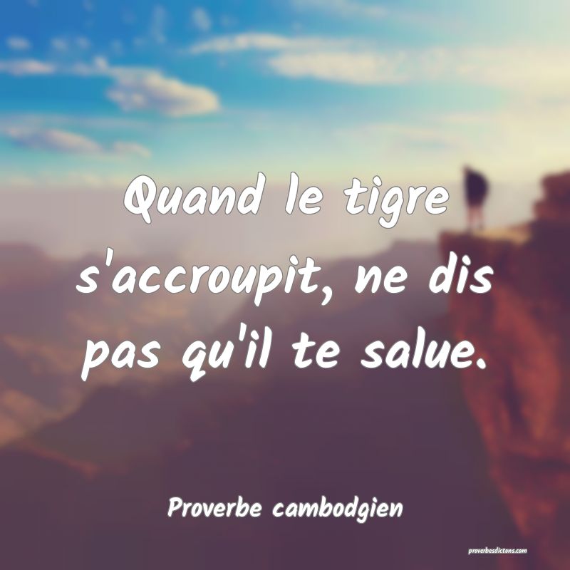 Quand le tigre s'accroupit, ne dis pas qu'il te salue.