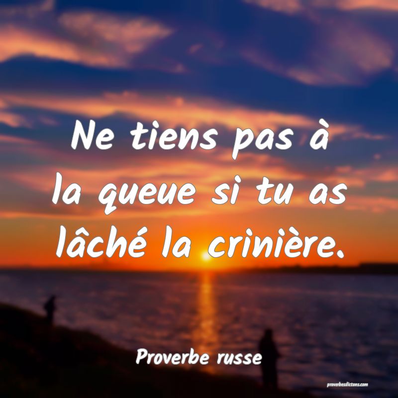  Ne tiens pas à la queue si tu as lâché la crinière.