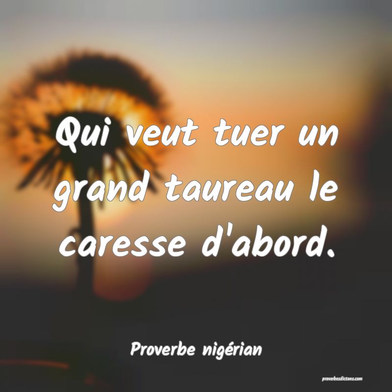 Qui veut tuer un grand taureau le caresse d'abord.