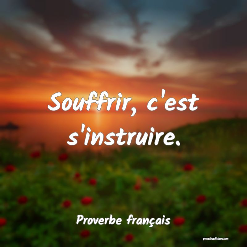 Souffrir, c'est s'instruire.