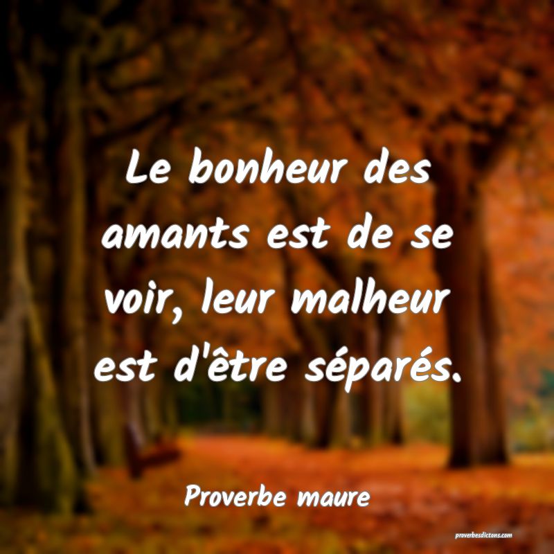 Le bonheur des amants est de se voir, leur malheur est d'être séparés.