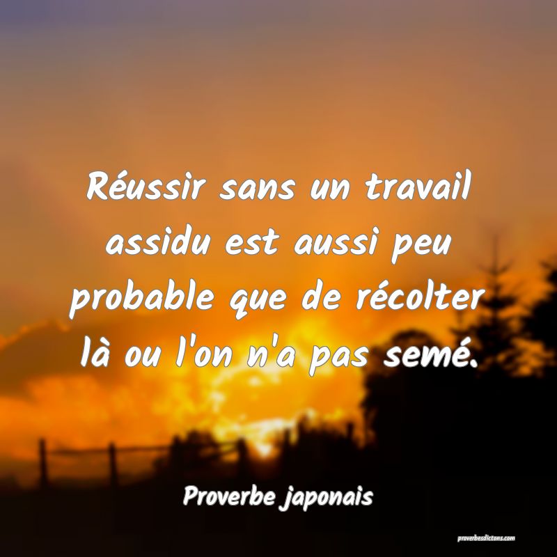 Réussir sans un travail assidu est aussi peu probable que de récolter là ou l'on n'a pas semé.