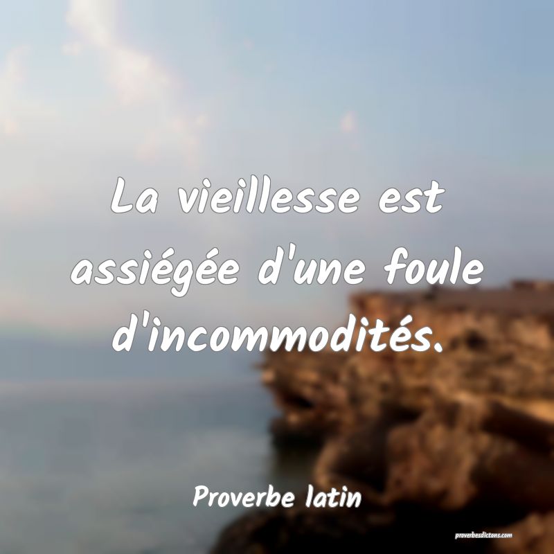 La vieillesse est assiégée d'une foule d'incommodités.
