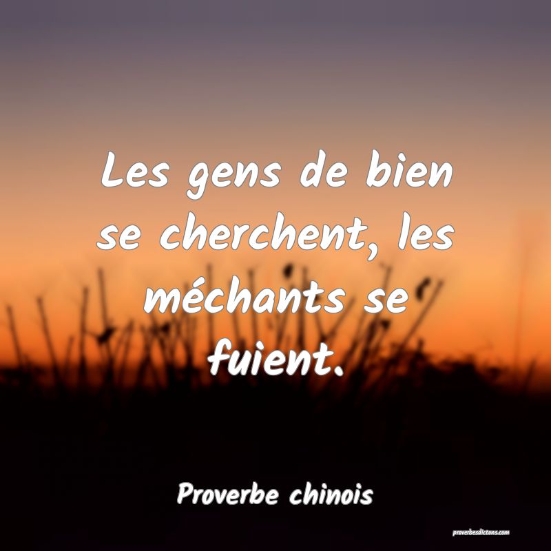 Les gens de bien se cherchent, les méchants se fuient.