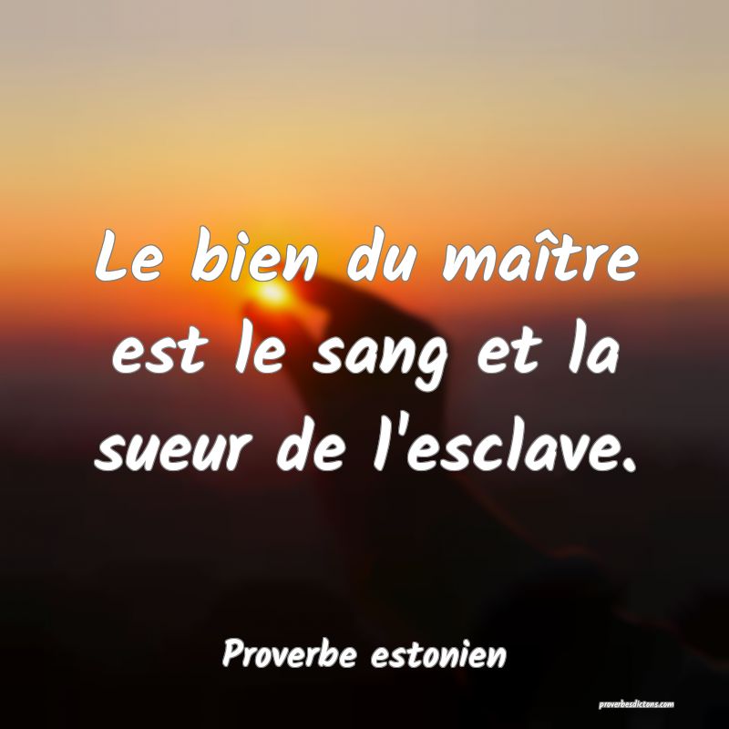 Le bien du maître est le sang et la sueur de l'esclave.