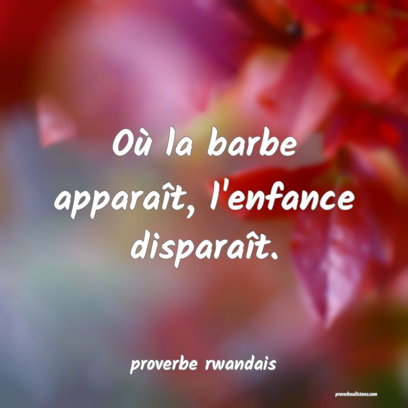 Où la barbe apparaît, l'enfance disparaît.