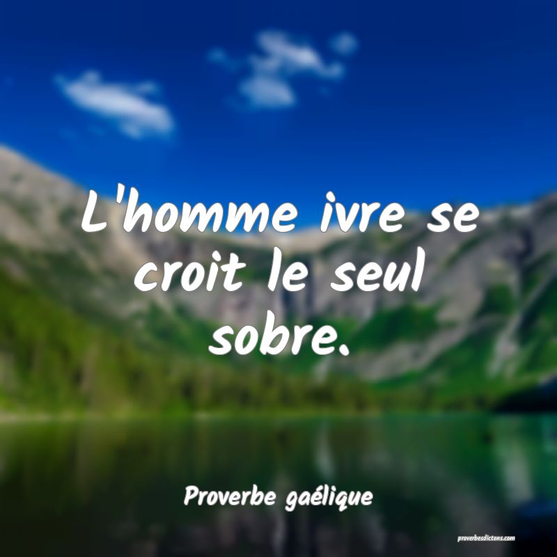 L'homme ivre se croit le seul sobre.