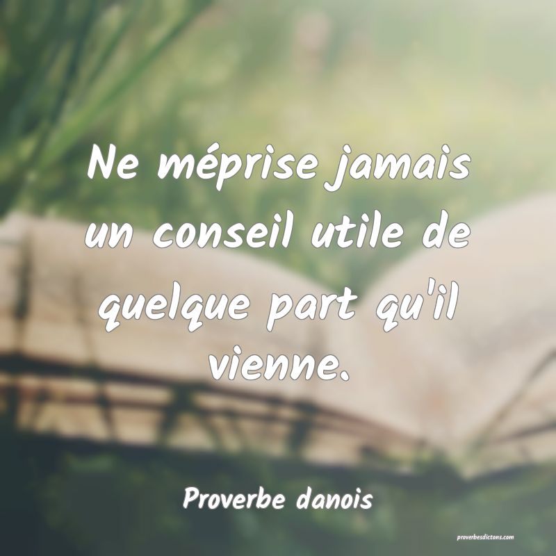 Ne méprise jamais un conseil utile de quelque part qu'il vienne.