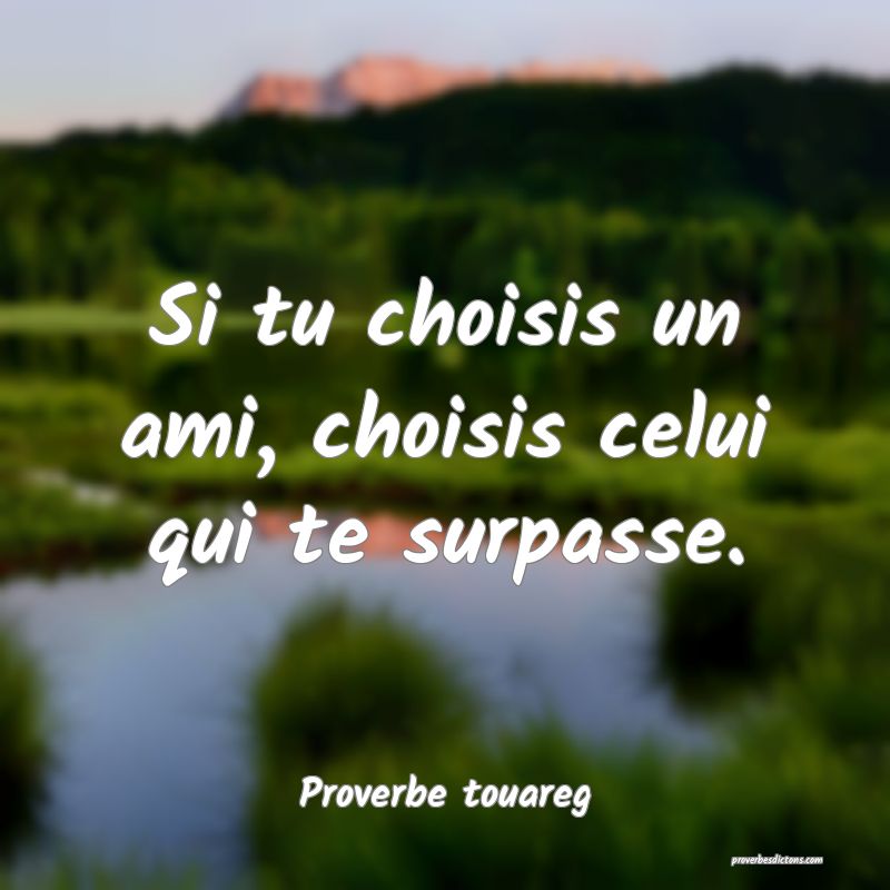 Si tu choisis un ami, choisis celui qui te surpasse.