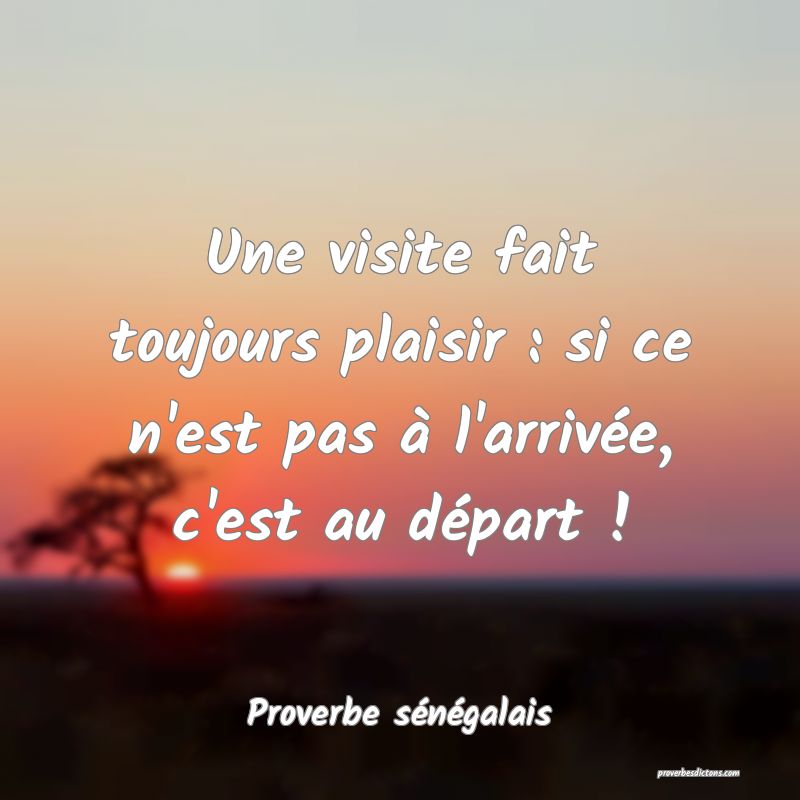 Une visite fait toujours plaisir : si ce n'est pas à l'arrivée, c'est au départ !