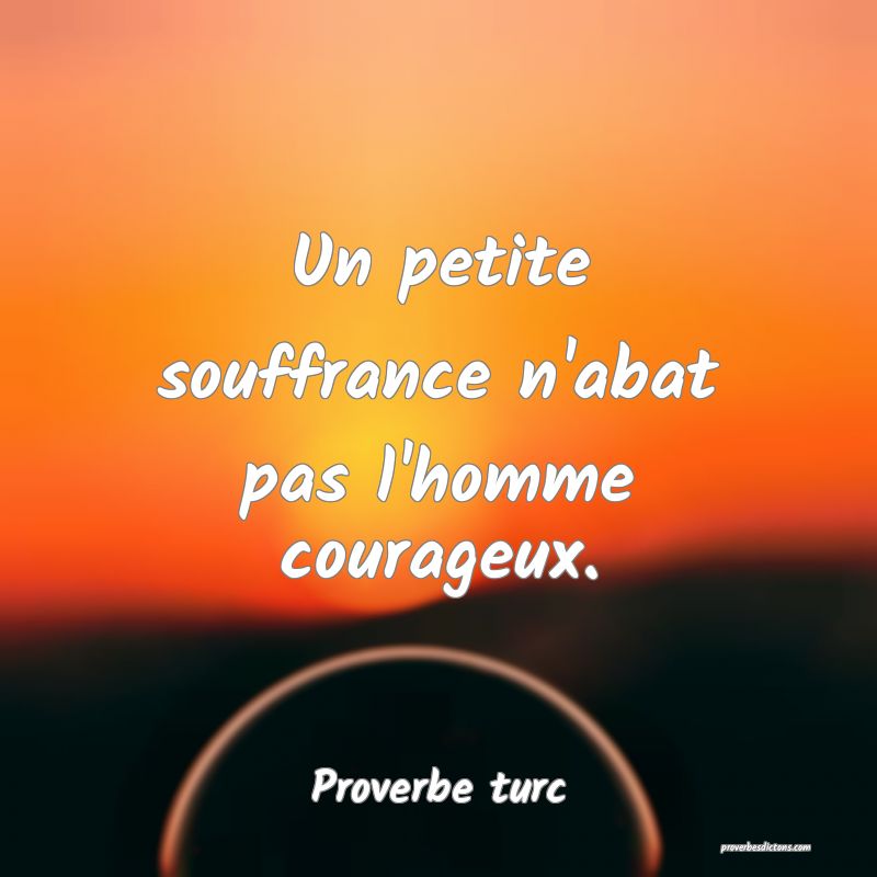 Un petite souffrance n'abat pas l'homme courageux.