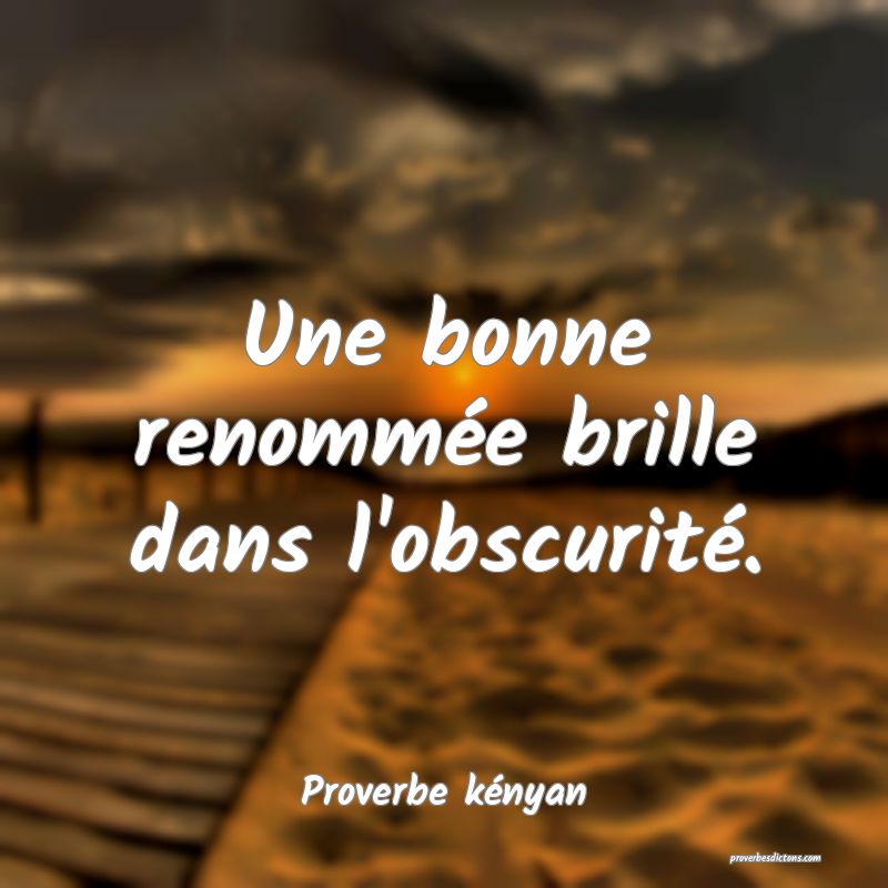 Une bonne renommée brille dans l'obscurité.