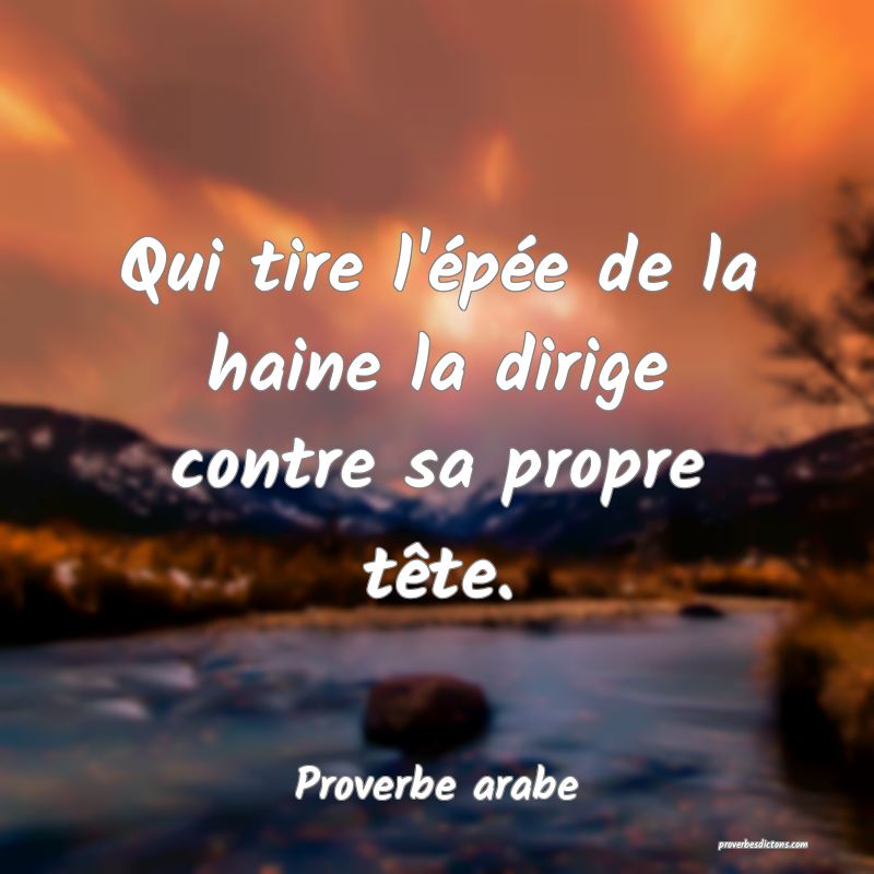 Qui tire l'épée de la haine la dirige contre sa propre tête.