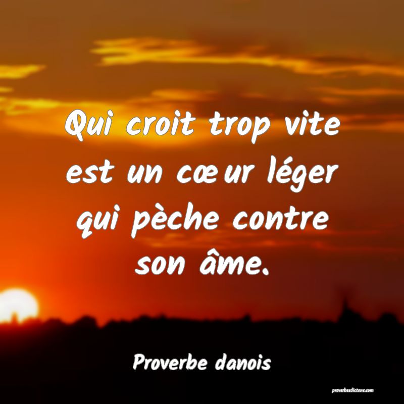 Qui croit trop vite est un cœur léger qui pèche contre son âme.