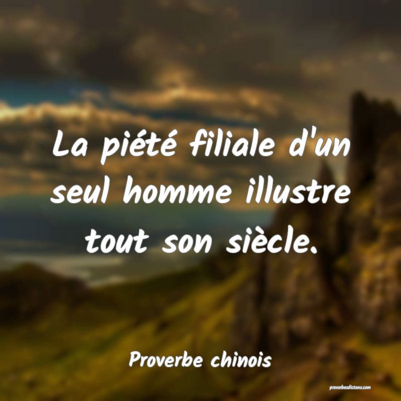 La piété filiale d'un seul homme illustre tout son siècle.