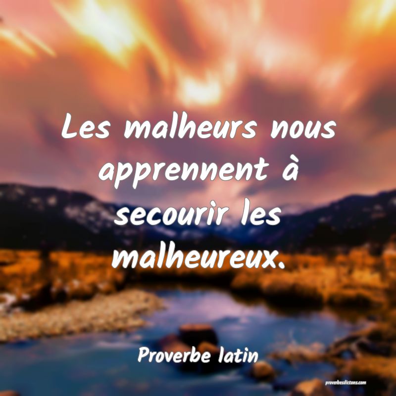 Les malheurs nous apprennent à secourir les malheureux.