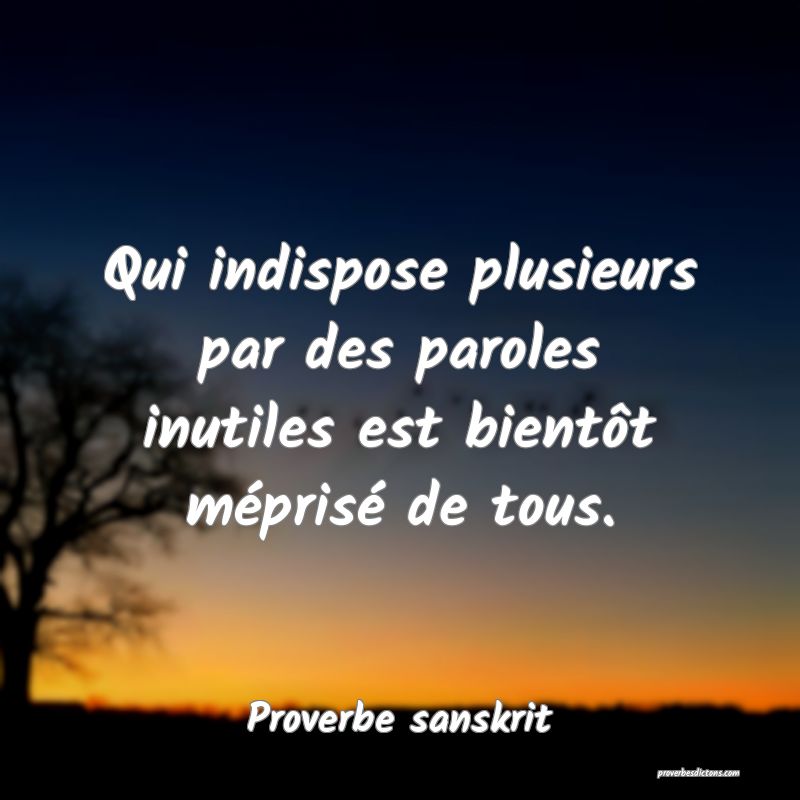 Qui indispose plusieurs par des paroles inutiles est bientôt méprisé de tous.