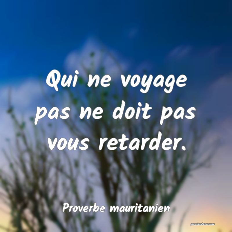 Qui ne voyage pas ne doit pas vous retarder.