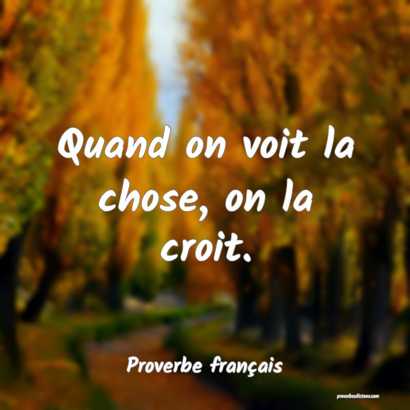 Quand on voit la chose, on la croit.