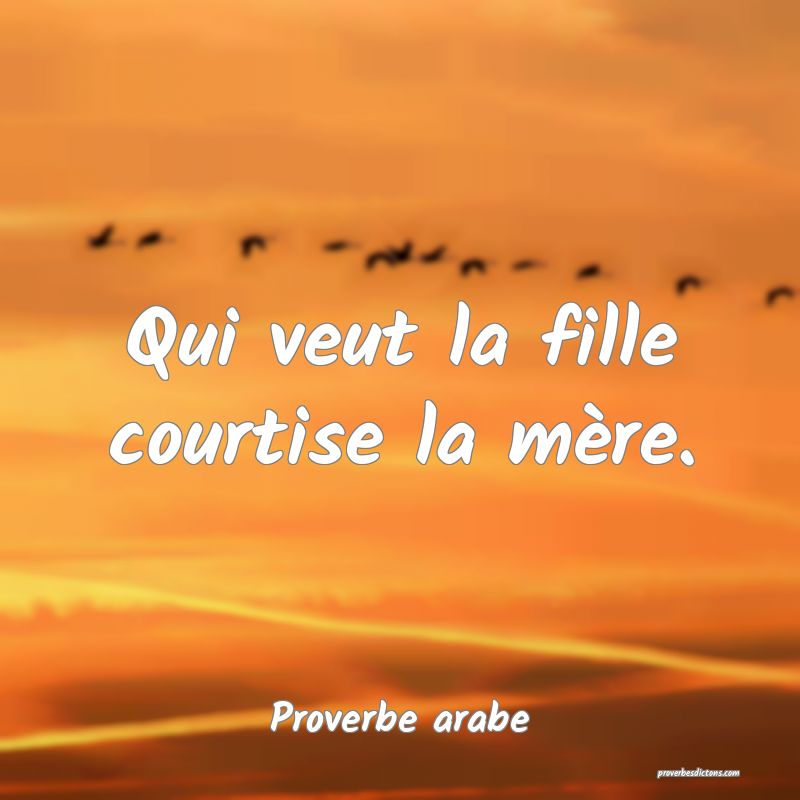 Qui veut la fille courtise la mère.