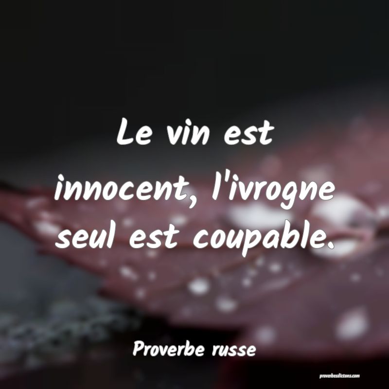  Le vin est innocent, l'ivrogne seul est coupable.