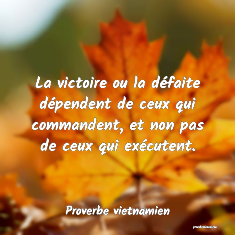 La victoire ou la défaite dépendent de ceux qui commandent, et non pas de ceux qui exécutent.