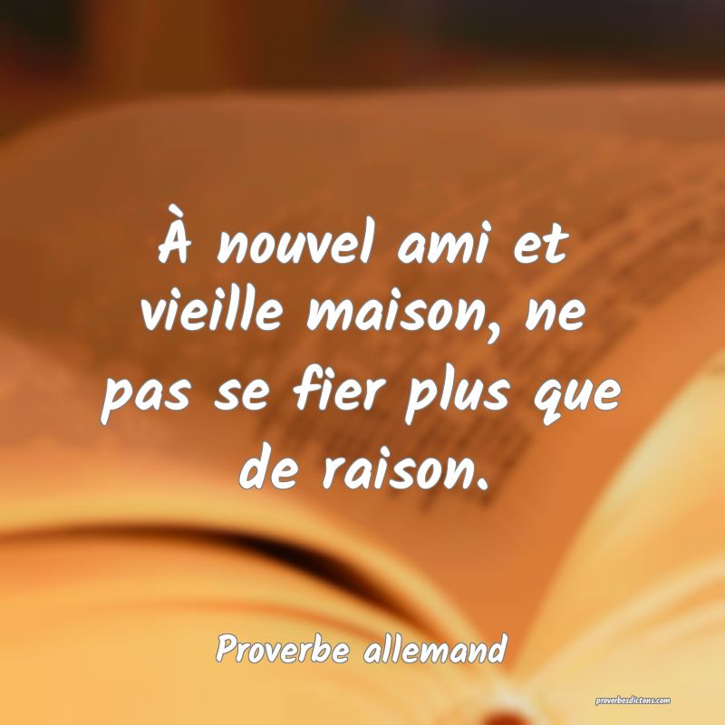 À nouvel ami et vieille maison, ne pas se fier plus que de raison.