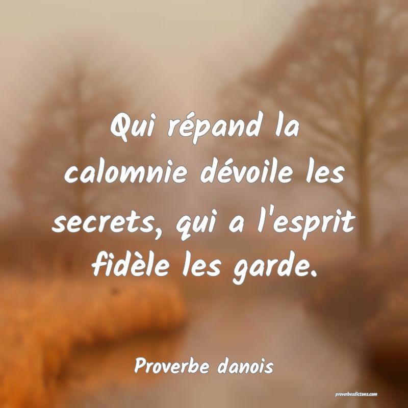 Qui répand la calomnie dévoile les secrets, qui a l'esprit fidèle les garde.