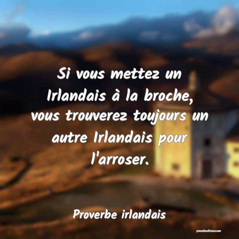 Si vous mettez un Irlandais à la broche, vous trouverez toujours un autre Irlandais pour l'arroser.