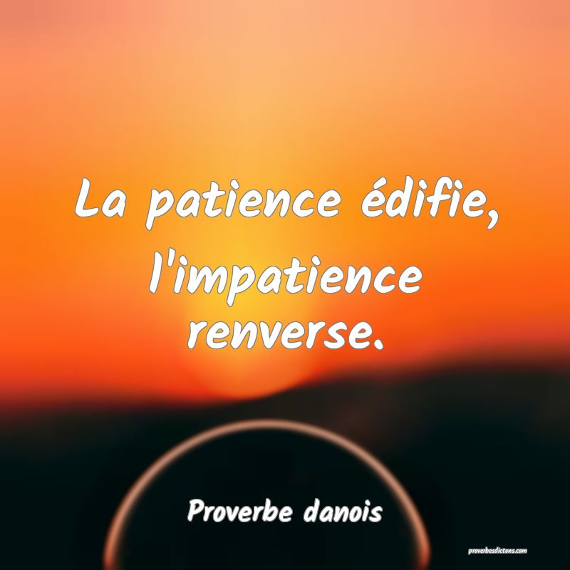 La patience édifie, l'impatience renverse.