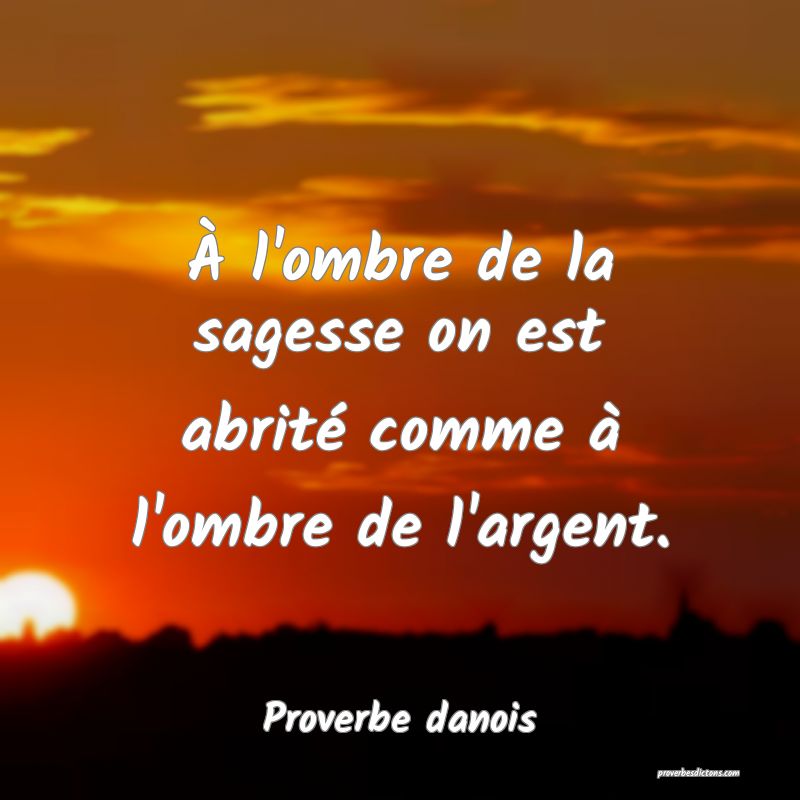 À l'ombre de la sagesse on est abrité comme à l'ombre de l'argent.