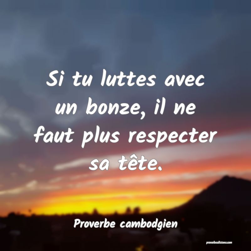 Si tu luttes avec un bonze, il ne faut plus respecter sa tête.