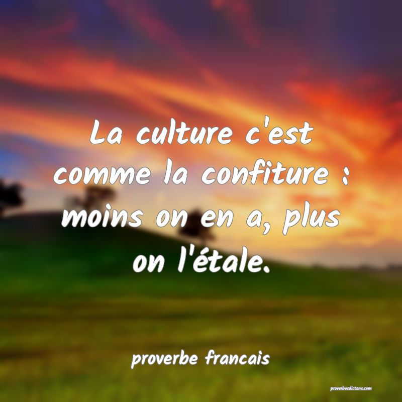  La culture c'est comme la confiture : moins on en a, plus on l'étale.