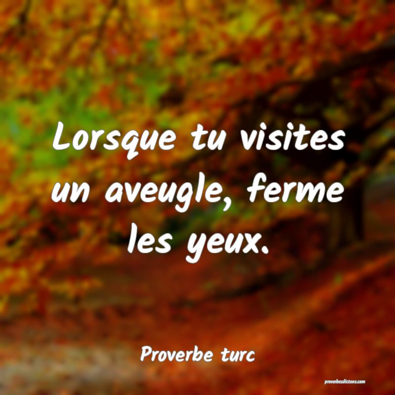Lorsque tu visites un aveugle, ferme les yeux.