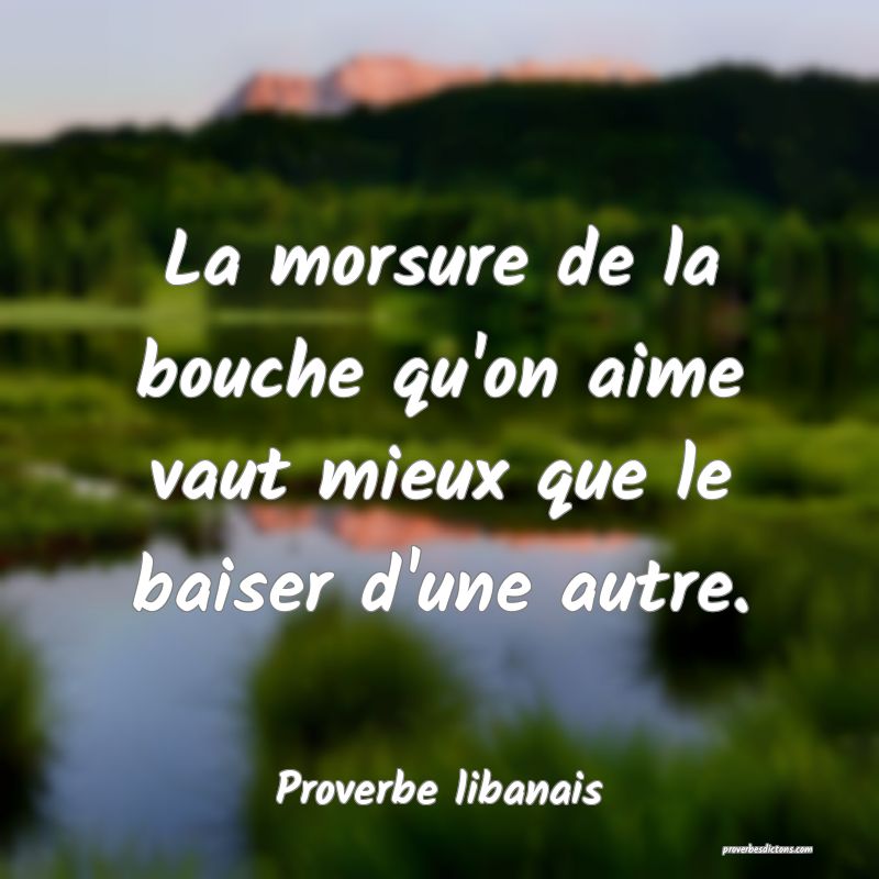La morsure de la bouche qu'on aime vaut mieux que le baiser d'une autre.