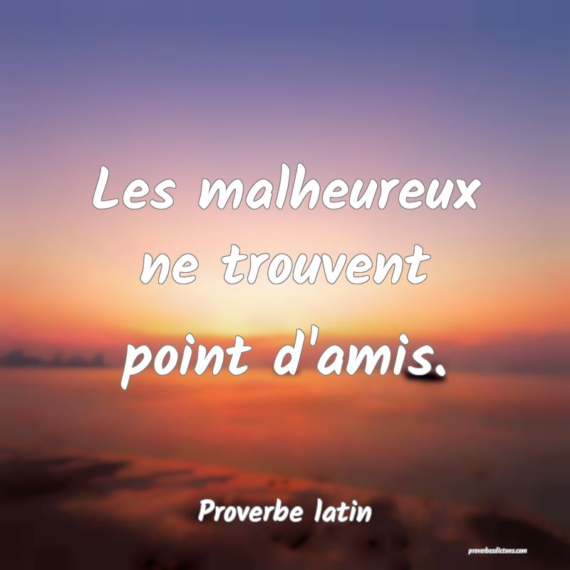 Les malheureux ne trouvent point d'amis.
