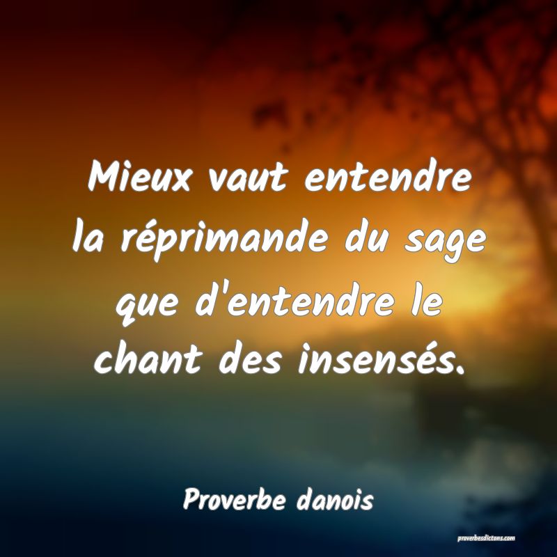 Mieux vaut entendre la réprimande du sage que d'entendre le chant des insensés.