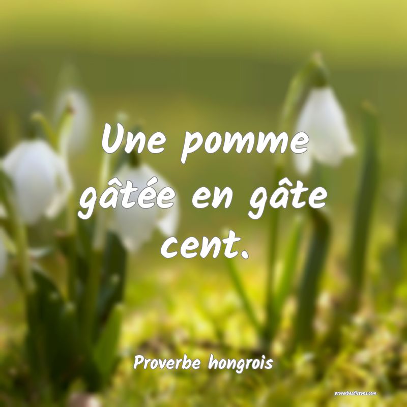 Une pomme gâtée en gâte cent.