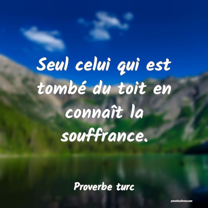 Seul celui qui est tombé du toit en connaît la souffrance.