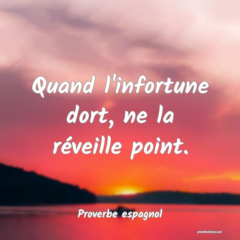 Quand l'infortune dort, ne la réveille point.